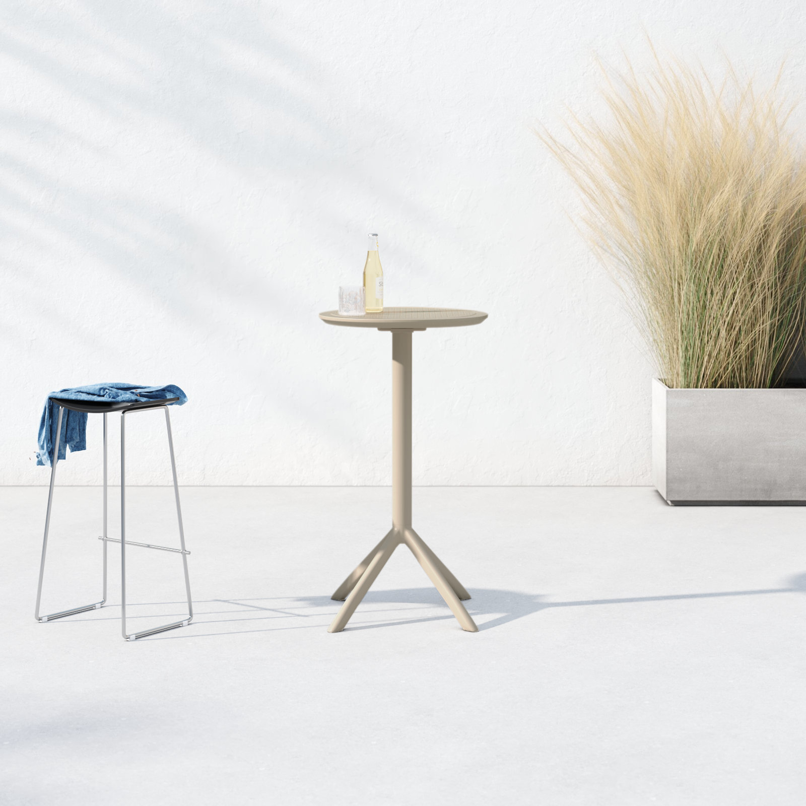 Elodie 24" Patio Bar Table, Taupe, 42.5'' H x 23.6'' W x 23.6'' L