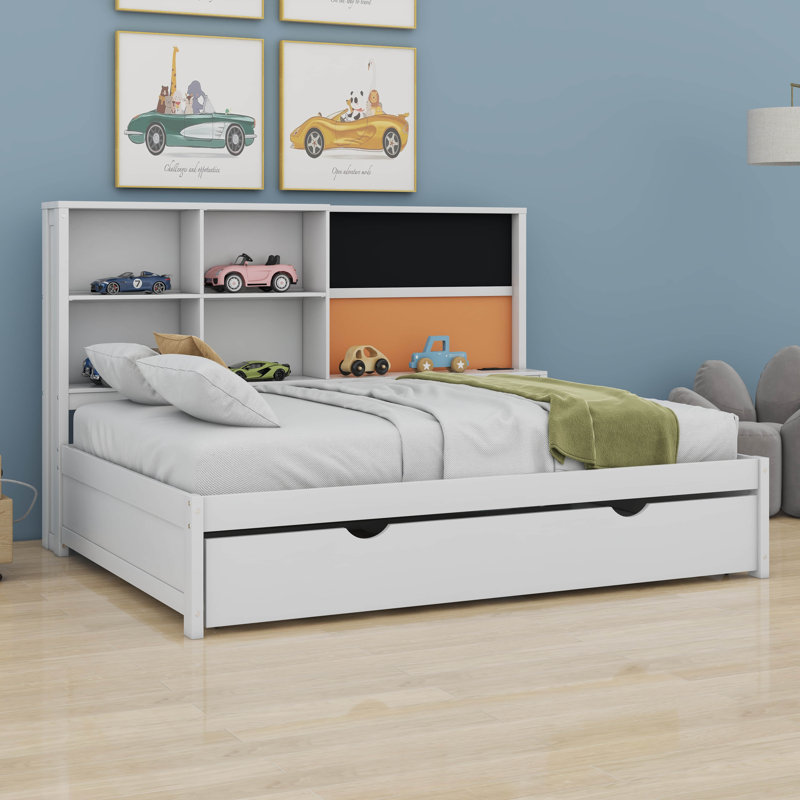 Daybed with Storage Shelves, Full, Light Gray