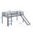 Twin Elevated Bed With Ladder And Slide Loft Design Including Safety Guardrails-117529622