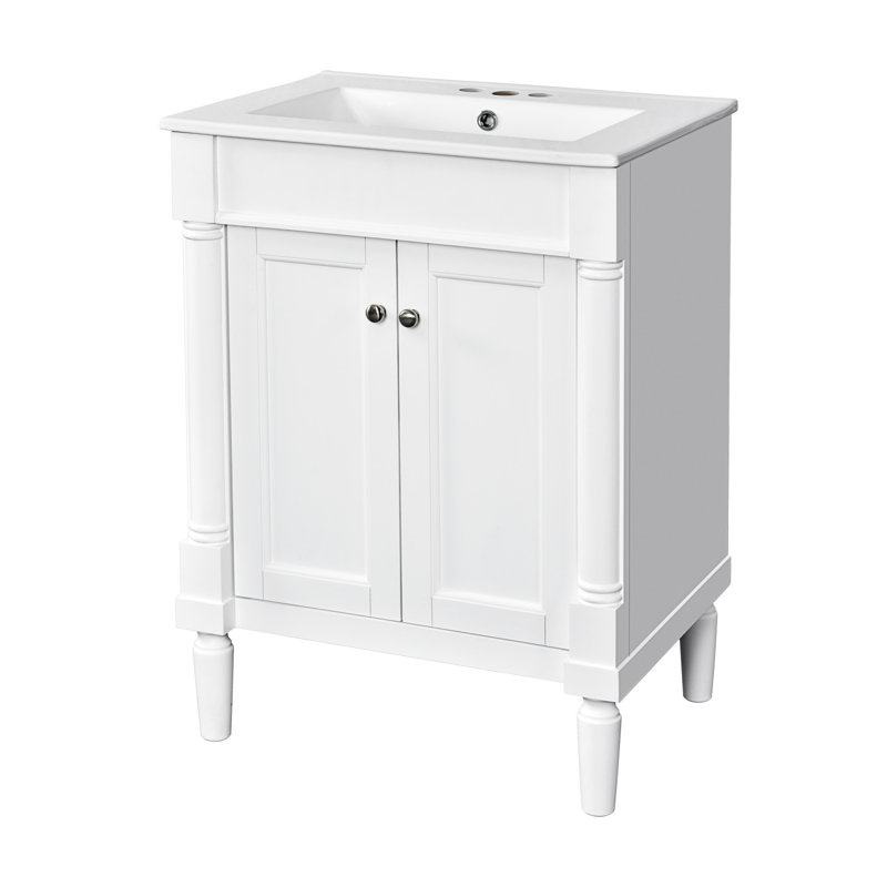 24'' Bathroom Vanity with Top Sink, White