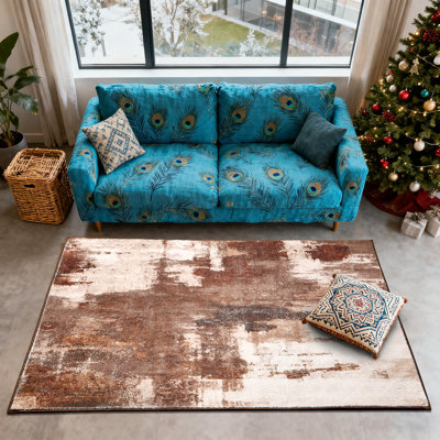 Machine-washable synthetic cashmere abstract carpet