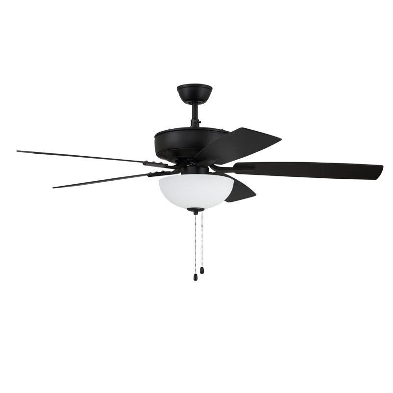 52'' Ceiling Fan with Light Kit, Flat Black