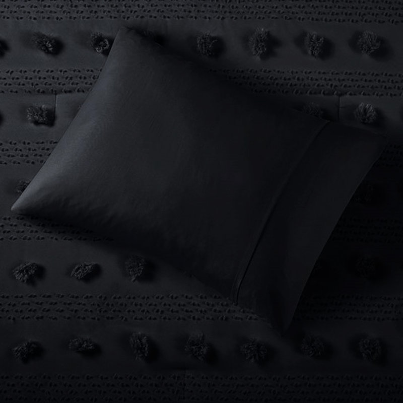 Édredon noir très grand / très petit - noir en microfibre, doux, King Comforter + 2 Shams, Black
