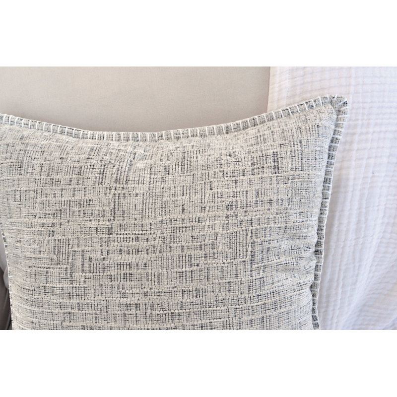 Oveesha Cream White Chenille Square Throw Pillow Covers, 20" x 20" (Set of 2)