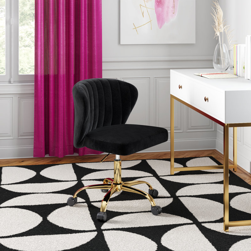 Chaise de travail ergonomique avec dossier capitonné Alice, Noir