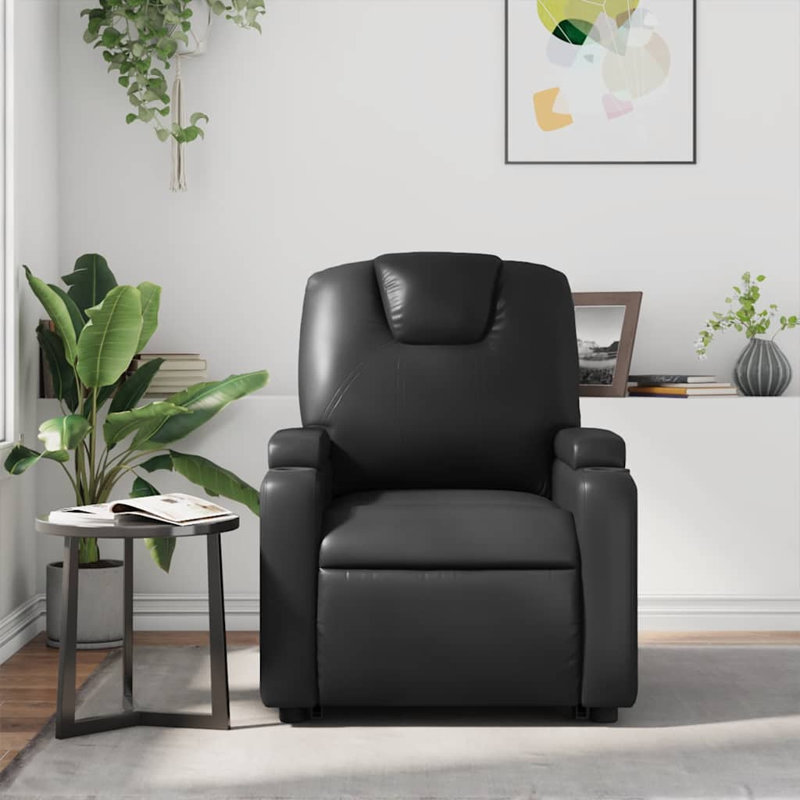 vidaXL Recliner Chair, Adjustable Backrest/ Footrest, Black Faux Leather, Manual