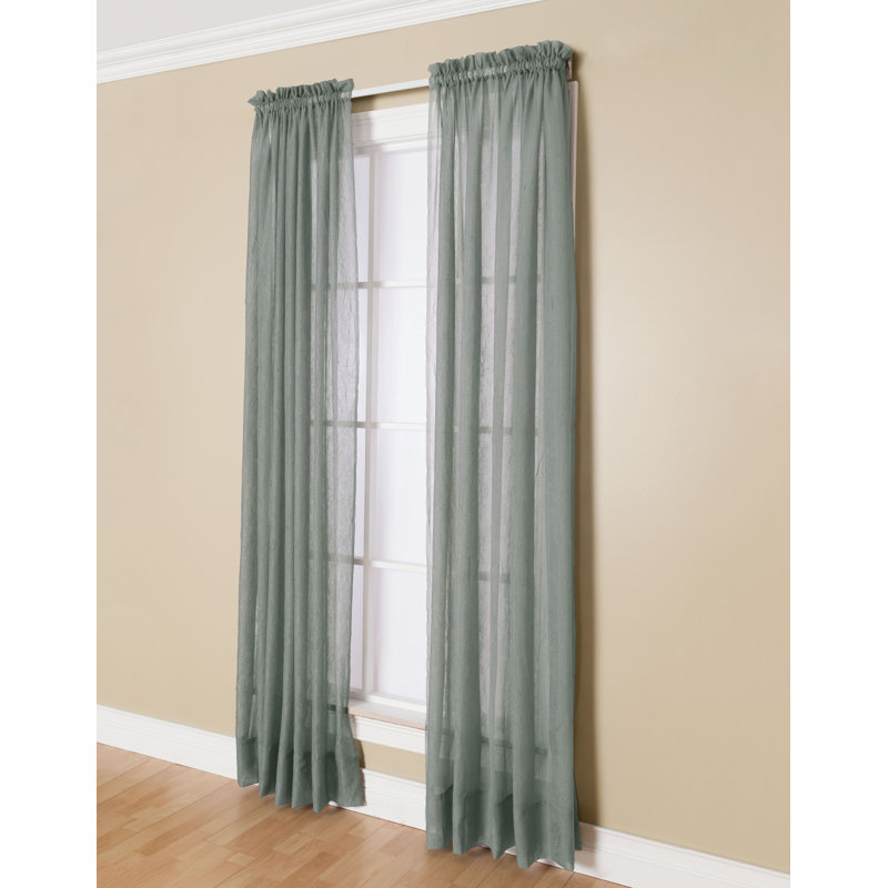 Canizales 100% Polyester Sheer Crushed Voile Solid Color Curtain Panel with Rod Pocket Top, 52" W x 108" L, Light Blue