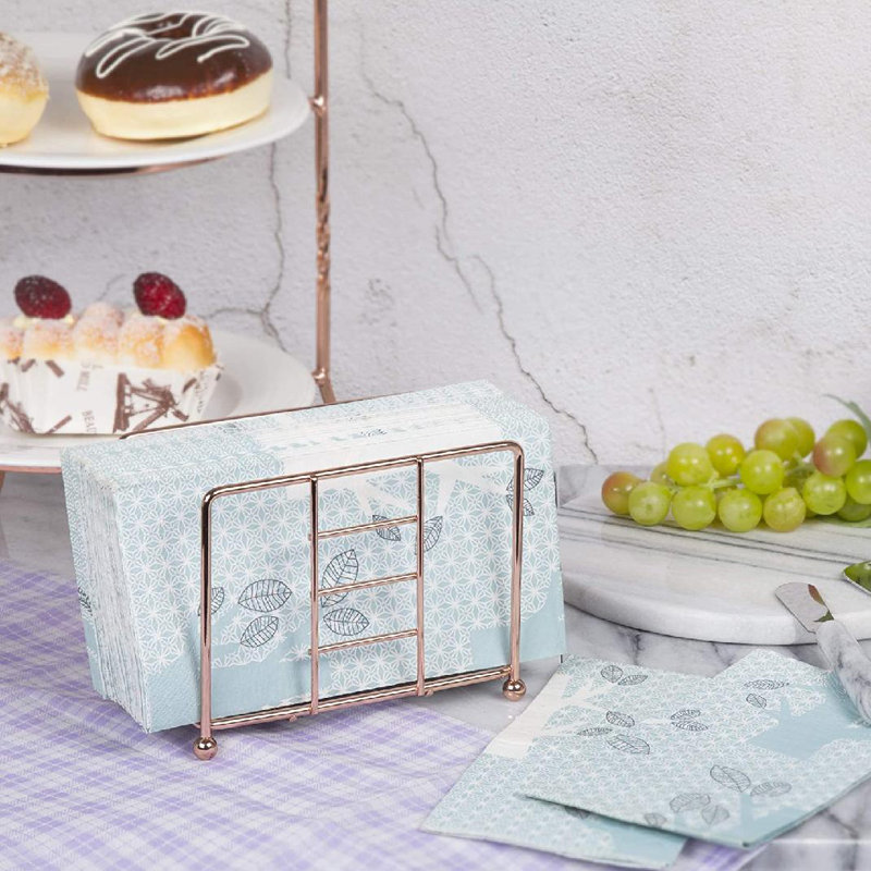Porte-serviettes de table en fil de fer rose doré pour table, Or rose