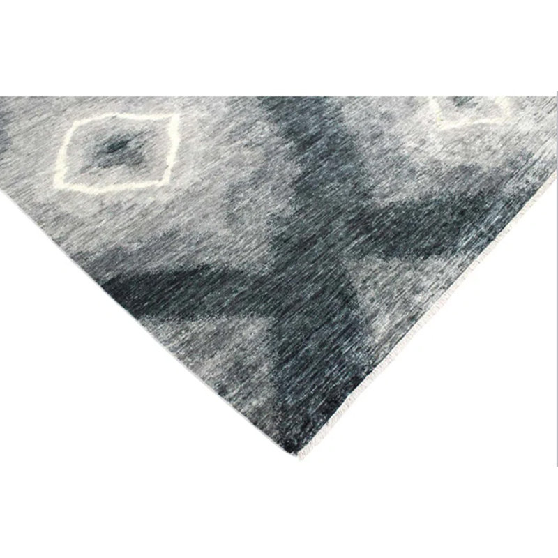 Tapis noir en laine / soie noué à la main 9 pi x 12 pi
