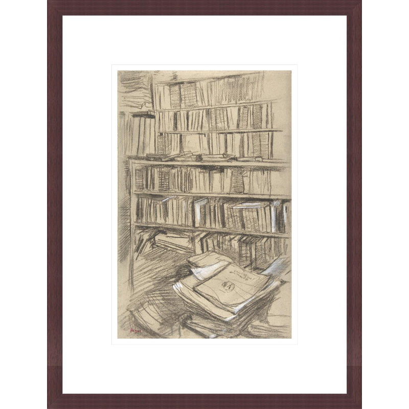Bibliothèque par Edgar Degas - Impression sur toile encadrée, H 16,75 po x l 12,9 po