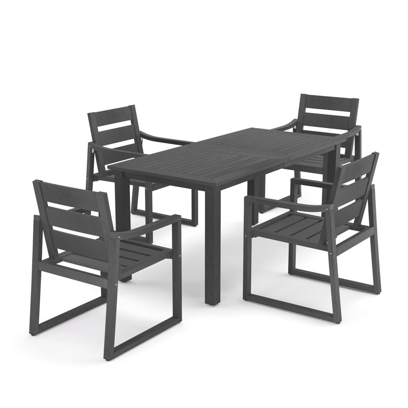  Ensemble repas rectangulaire pour l'extérieur, Gris foncé, 4