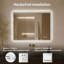 Miroir de salle de bain rectangulaire 24 po x 32 po à DEL, rétro-éclairé, anti-buée, fixation murale