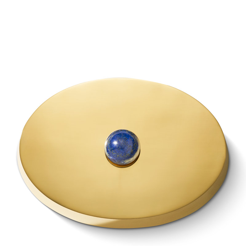 Handmade Round Brass and Lapis Decorative Box