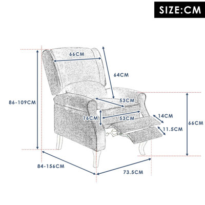 Reuben 74cm Wide Wing Chair Recliner with Massager
