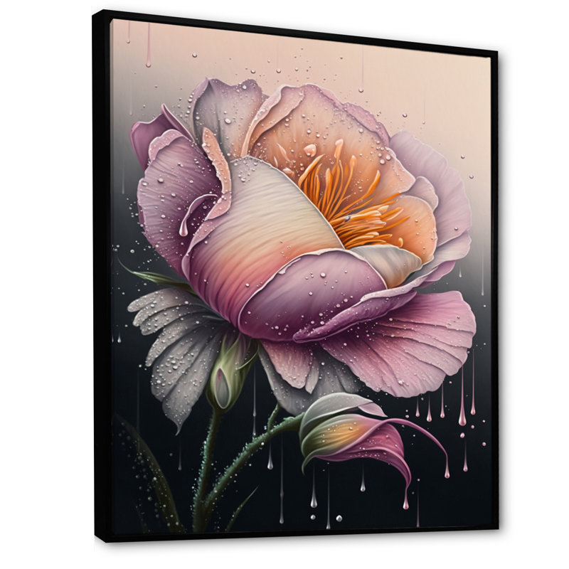 «Blooming Pink Rose Flowers», impression sur toile, H 32 po x l 16 po x P 1 po, Toile avec cadre flottant noir