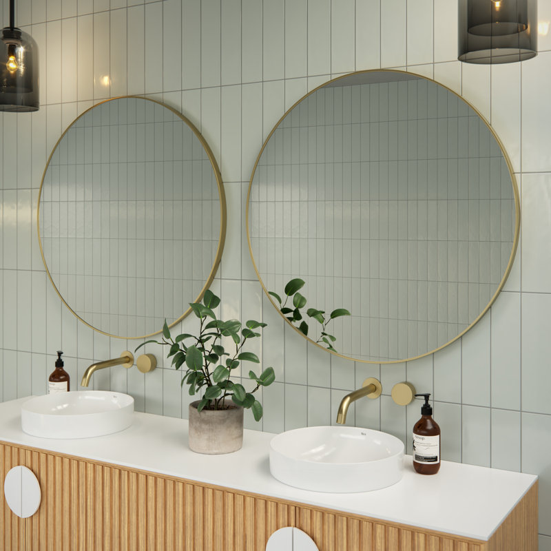 Modern & Contemporary Bathroom/Vanity Mirror, Satin Brass, 32" x 32"
