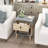 3-tier Bedside Table With Antique Grey Faux Marble Top & Open Shelf-1785184569