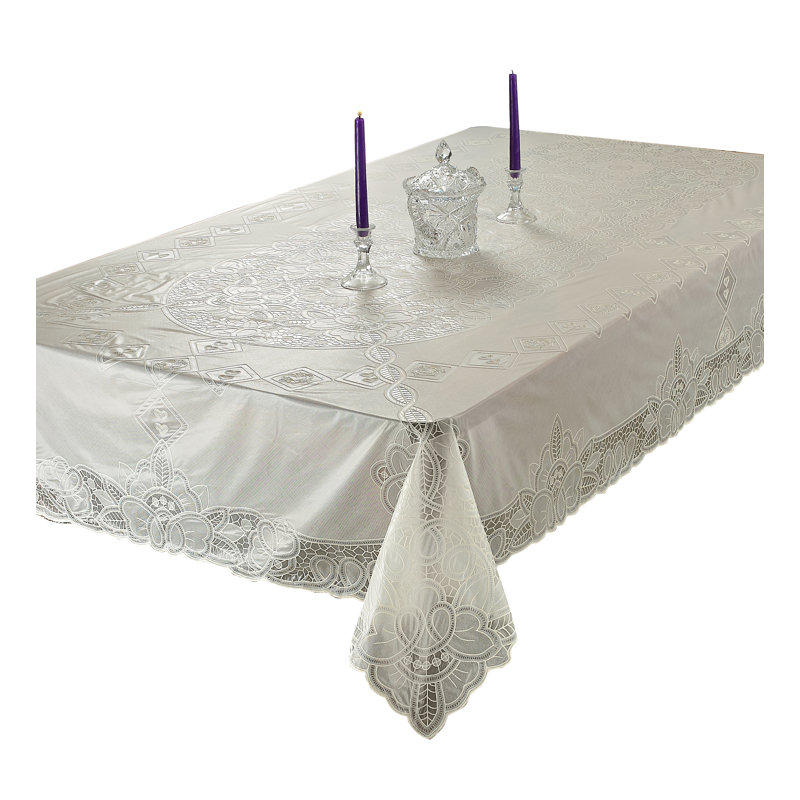 Epine Floral Tablecloth, 72" L x 54" W, White