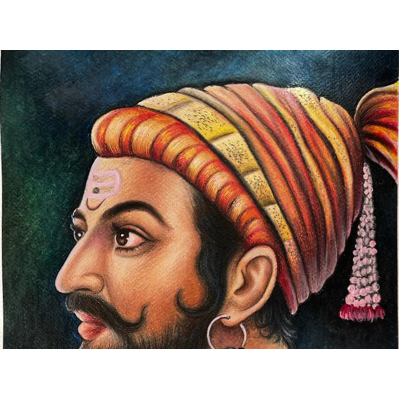 Chhatrapati Shivaji | Couleur pastel à l'huile | Peinture de Sanju Basu
