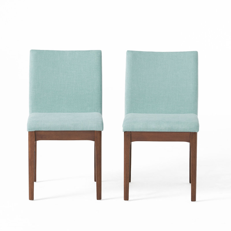 Chaise d'appoint en bois massif rembourrée Corriveau Cupp, 2, Menthe, Noyer