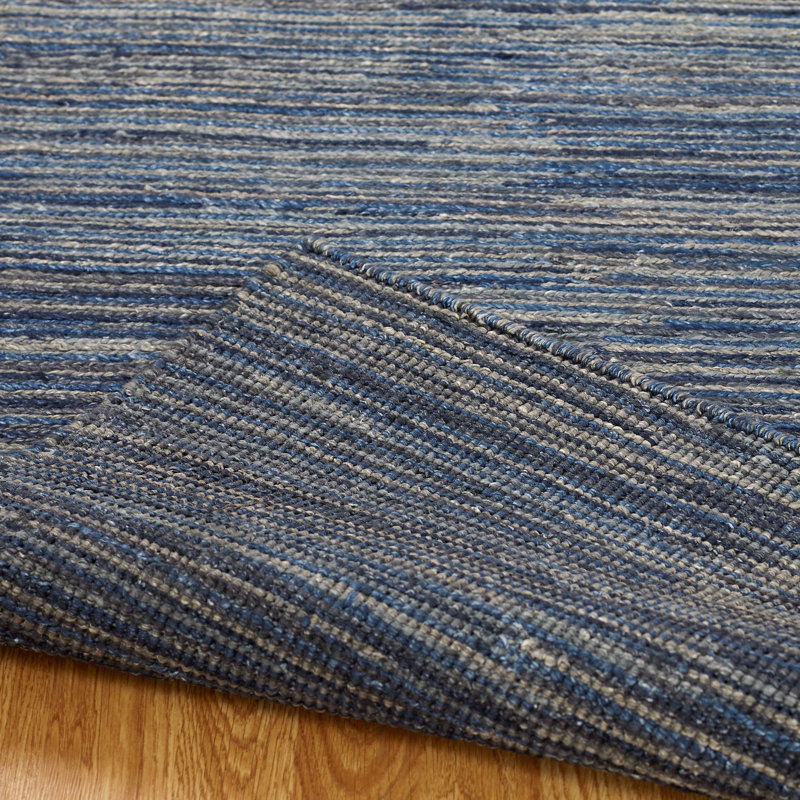 Tapis bleu area-noué la à la main Emil, Rectangle 4 pi x 6 pi