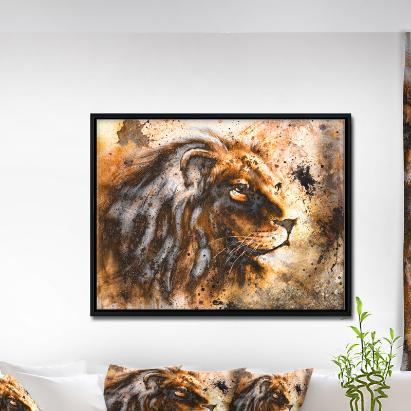 «Lion Collage - Animal Circle», art mural, H 30 po x l 40 po x P 1,5 po, Toile avec cadre flottant