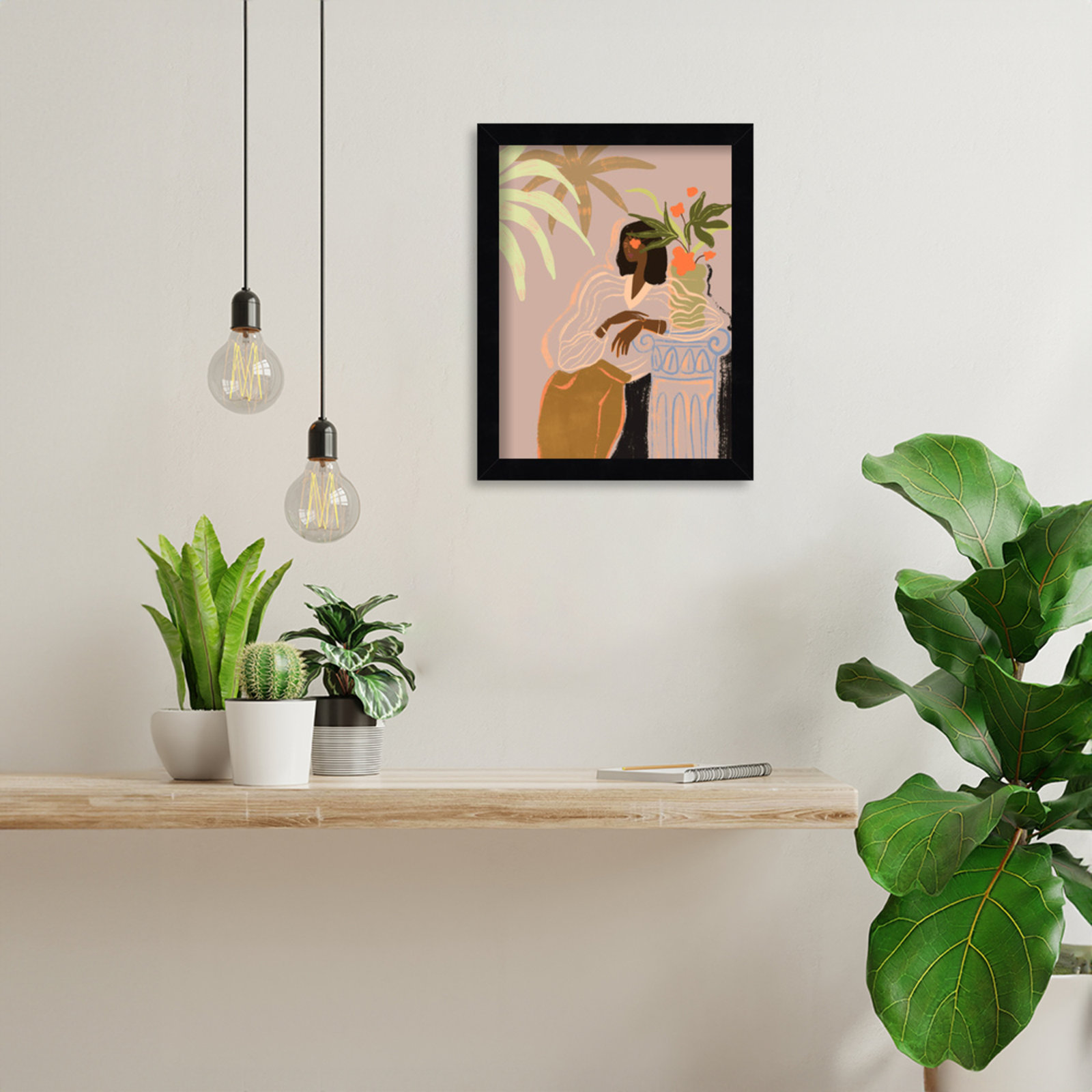 Prudence "Lady in Waiting" Print, Black, 13" H x 10" W