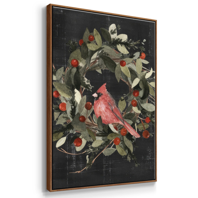 Christmas Cardinal I, toile tendue avec châssis I, H 41 po x l 27 po x P 1,5 po, Noyer