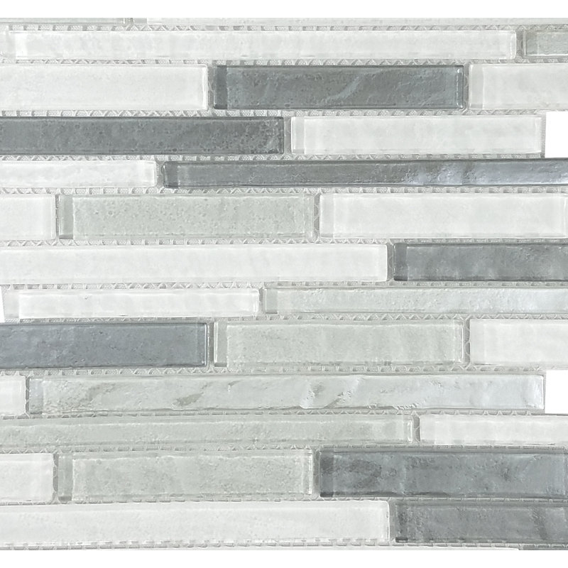 Geo 12 in. x 12 in. Textured Glass Straight Edge Brick Mosaic Wall & Pool Tile, Monte Sargo