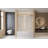 Frameless Single Sliding Shower Door  56-60 "W X 60" H, 1/4 "(6 Mm) Clear Tempered Glass, Explosion Proof Film, Stainless Steel Handle Square Tube Track ,Brushed Gold-119866385