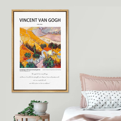 Signe, reproduction d'art sur toile encadrée, Vincent Van Gogh, paysage, maison, charrue, illustrations rétro classiques, beaux-arts décoratifs multicolores pour le salon, la chambre à coucher, le bureau