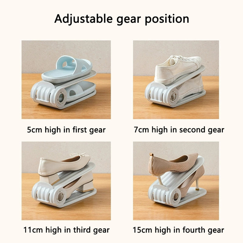 Ensemble de 8 fentes pour chaussures, range-chaussures réglable à deux couches, hauteur réglable à quatre positions, support de rangement pour chaussures peu encombrant, range-chaussures pour une paire de chaussures