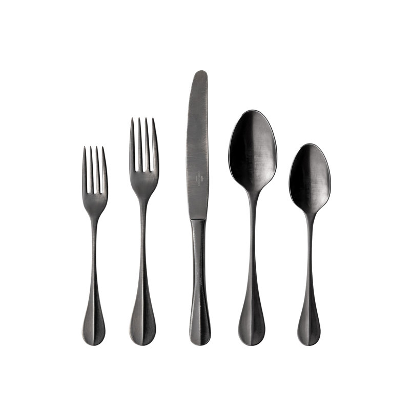 Nau Flatware 5 Pieces, Antique Black