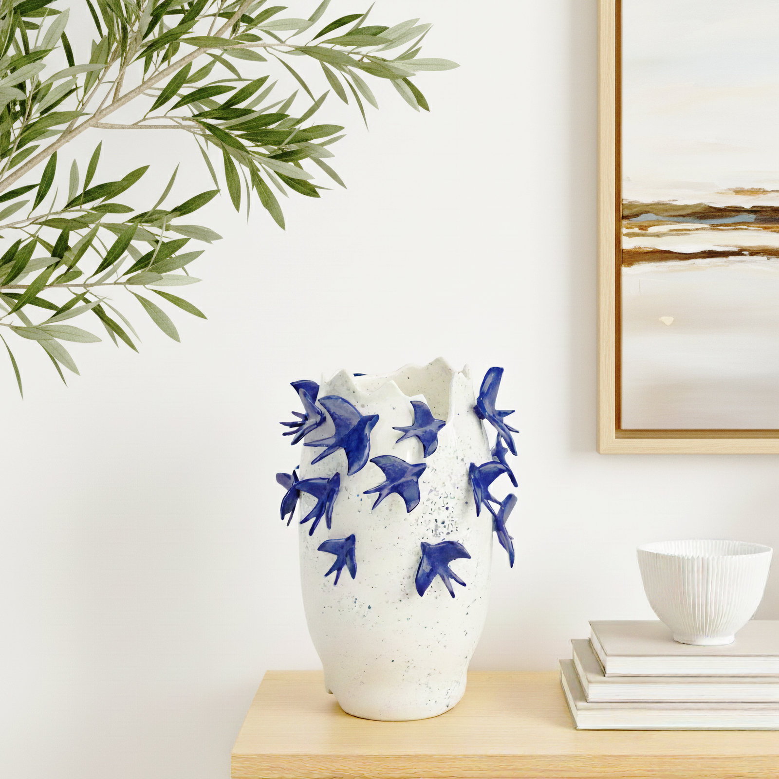 Euphemia Ceramic Floor Vase, 12" H x 9" W x 9" D