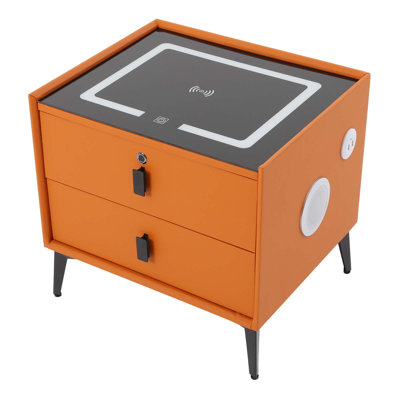 Bluetooth Speaker Smart Bedside Table With Light USB& Wireless Charging by Wrought Studio