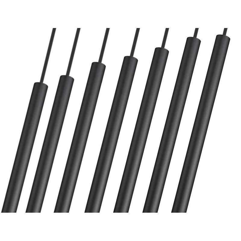 Lustre linéaire en nickel brossé 7 lumières Mahlum, Noir mat