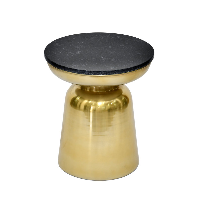Table d'appoint Modern Luxe avec plateau en granite, Doré