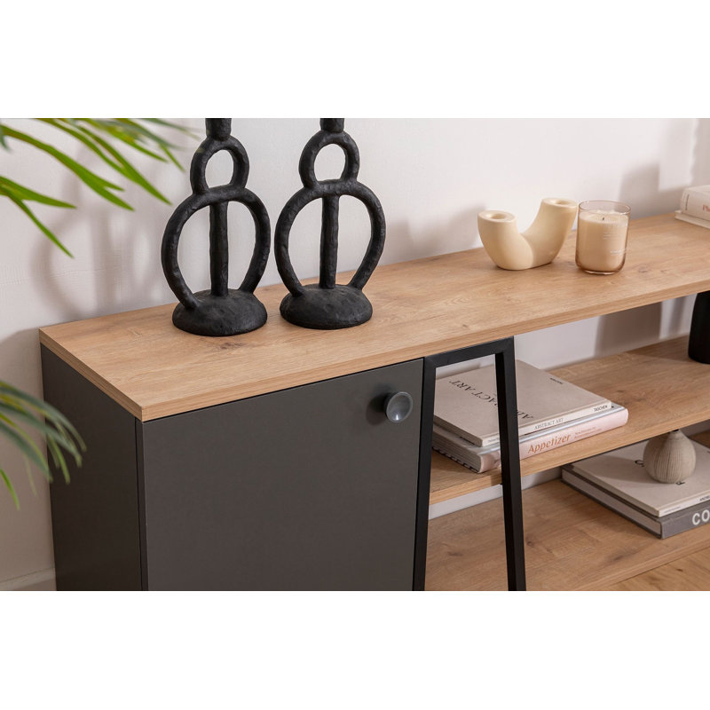 Keikei Unfinished TV Stand for TVs up to 60", Black