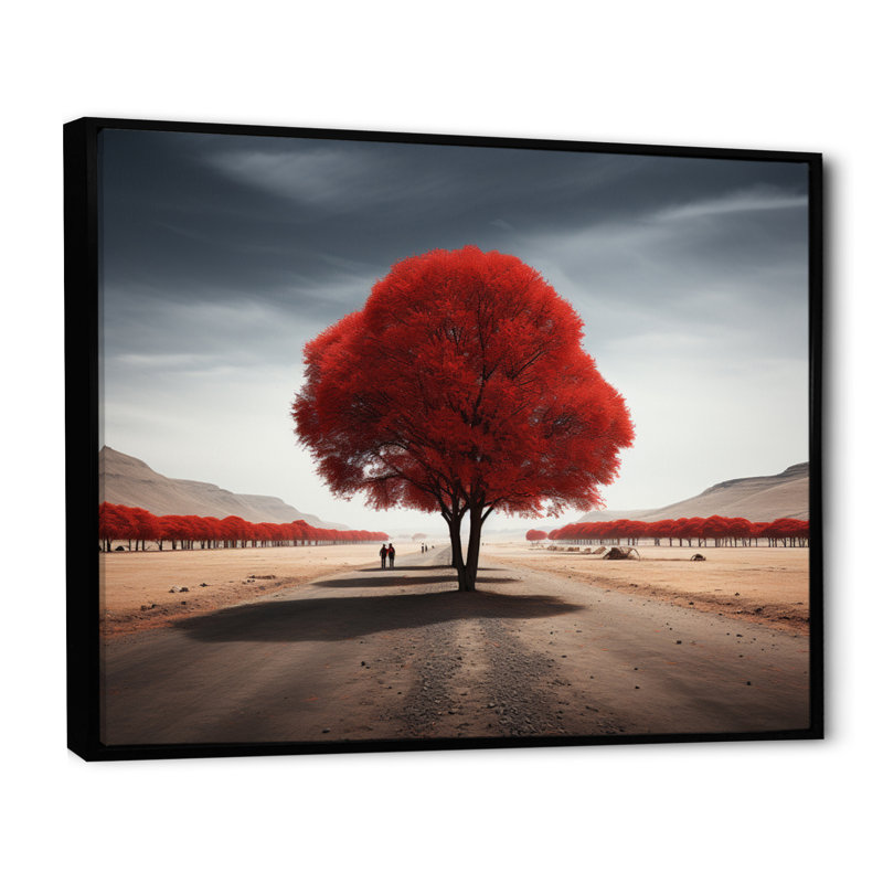 Red And Grey Tree Solitude IV Framed On Canvas Print, H 30 po x l 40 po x P 1,5 po, Cadre flottant noir