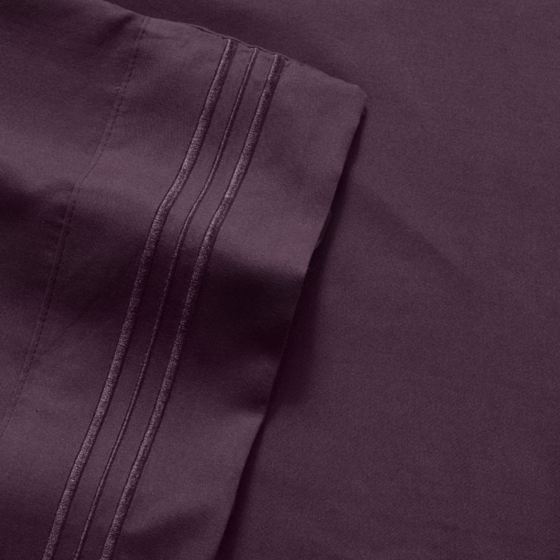 Luxurious Classic Soft Solid 1800 Series Microfiber Sheet Set, Various Colors and Sizes, Purple, King