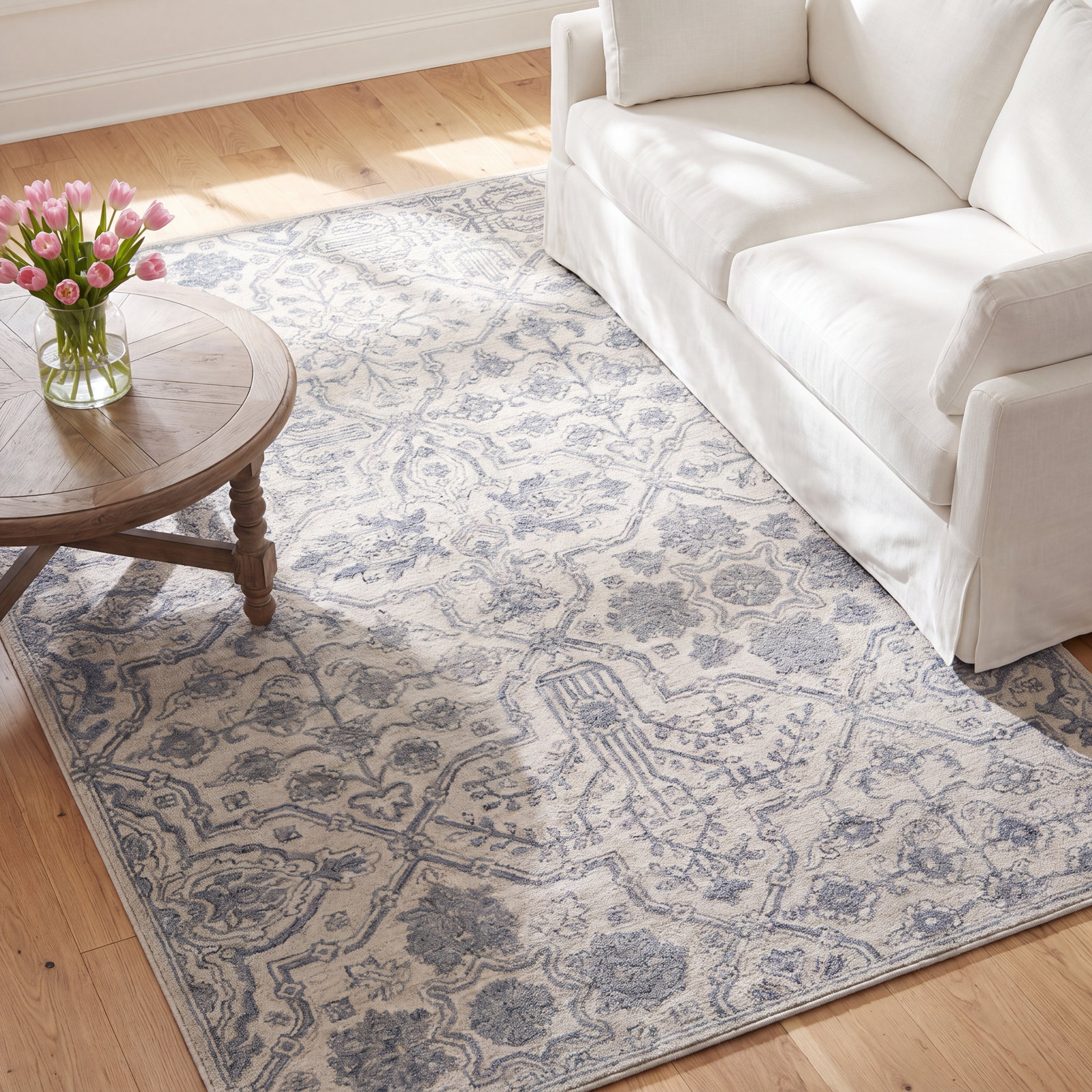 Cece Gray Hand-Tufted Wool Floral Rug, Rectangle 8' x 11'