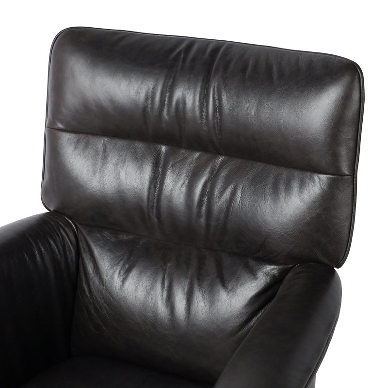 Humphrey Leather Swivel Office Chair, Sonoma Black Genuine Leather