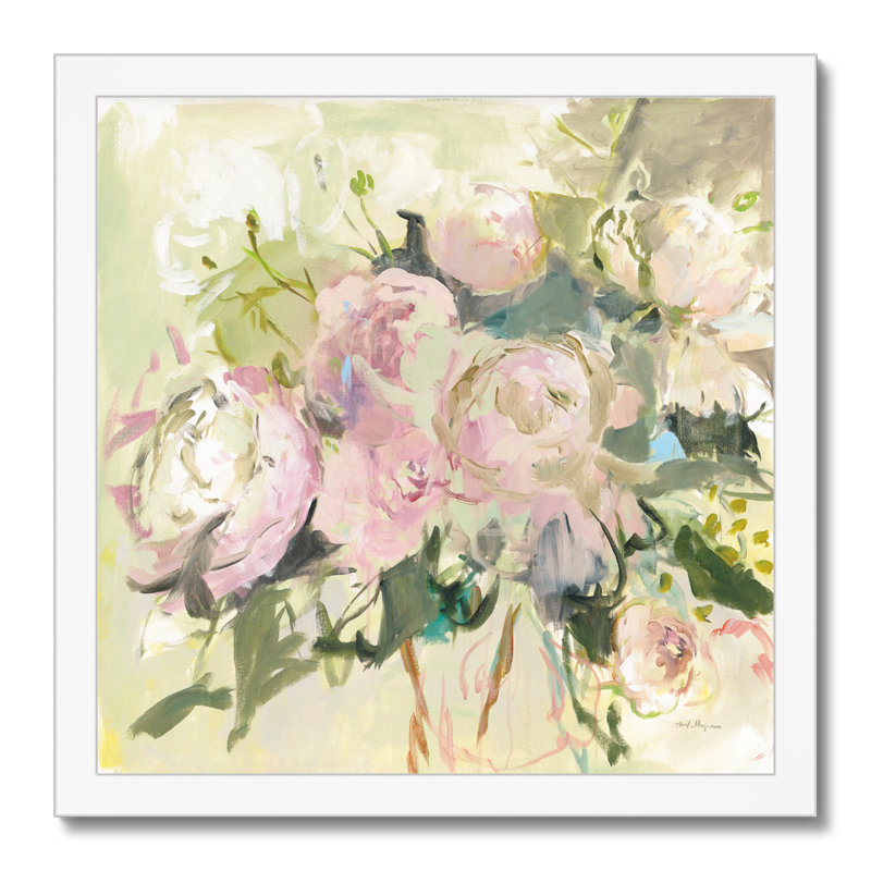 Peonies With Sage by Marilyn Hageman - Painting, 80cm H x 80cm W, White Framed Paper Print