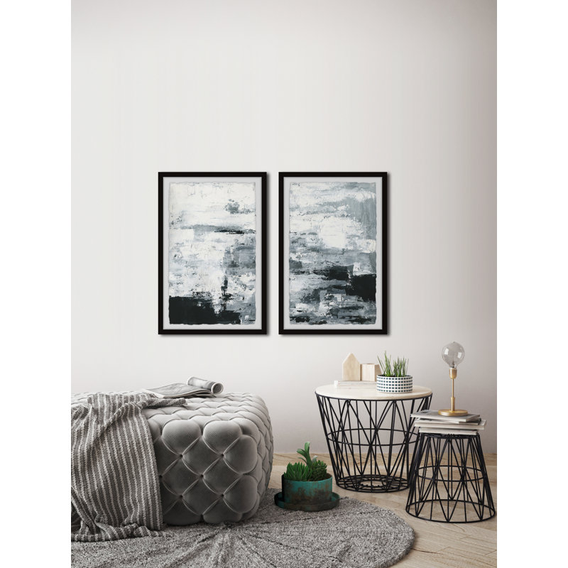 «Black and White Smudges II» Parvez Taj - Cadre photo 2 pièces, impression multi-pièces sur papier