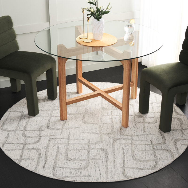 Tapis abstrait en laine / coton touffeté à la main Jannely, Rond 6 pi