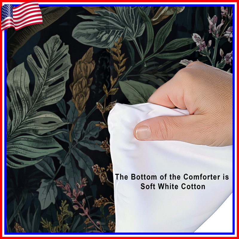 Tropical Foliage Pattern Comforter, King