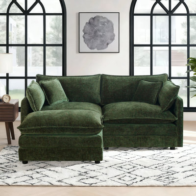 Comfy L Shaped Modular Coush Loveseat Sofa With 1 Ottoman