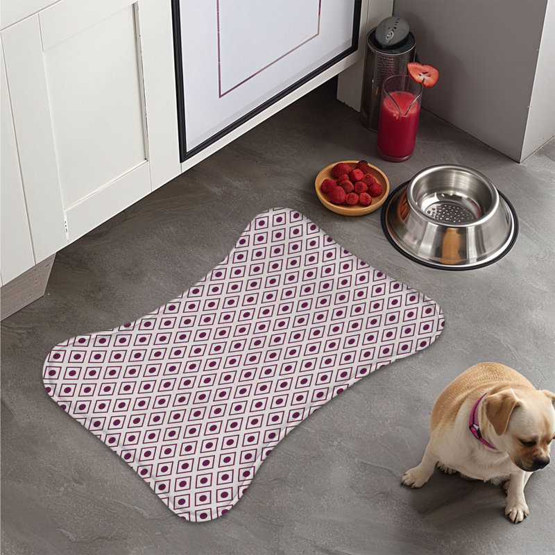 Purple Spot Pattern - 1 Piece Bone Shape Feeding Mat