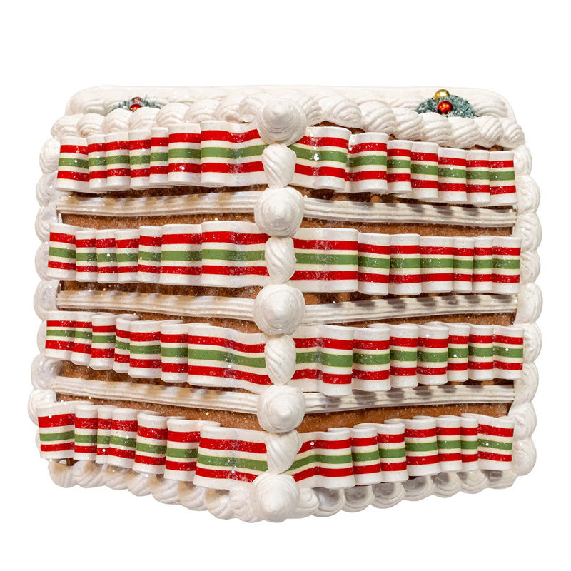 Maison de pain d'épice à piles de 9 pouces avec toit de bonbons Père Noël et ruban Kurt Adler