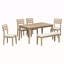 Ensemble de salle à manger 6 pièces de style classique et traditionnel, comprenant une table de salle à manger, 4 chaises rembourrées et un banc-257128653-257128658